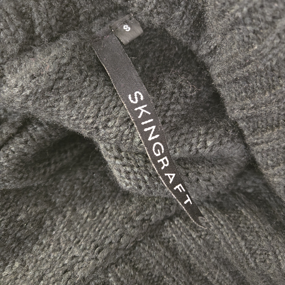 Skingraft Women's Black Leather Wool Blend Cardigan